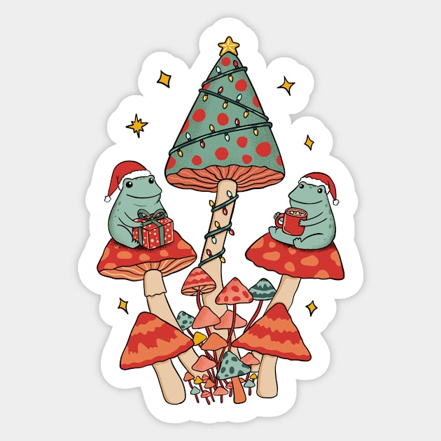 Classic Christmas Mushrooms Sticker by coffeeman